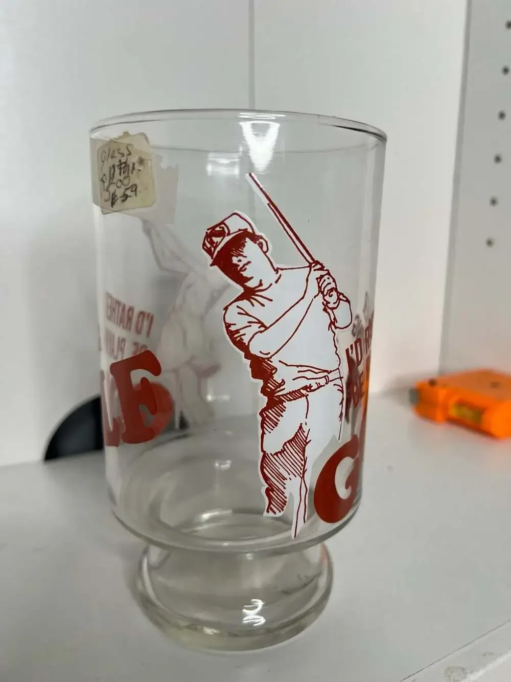 Vintage I'd Rather Be Playing Golf Footed Drinking Glass Tumbler